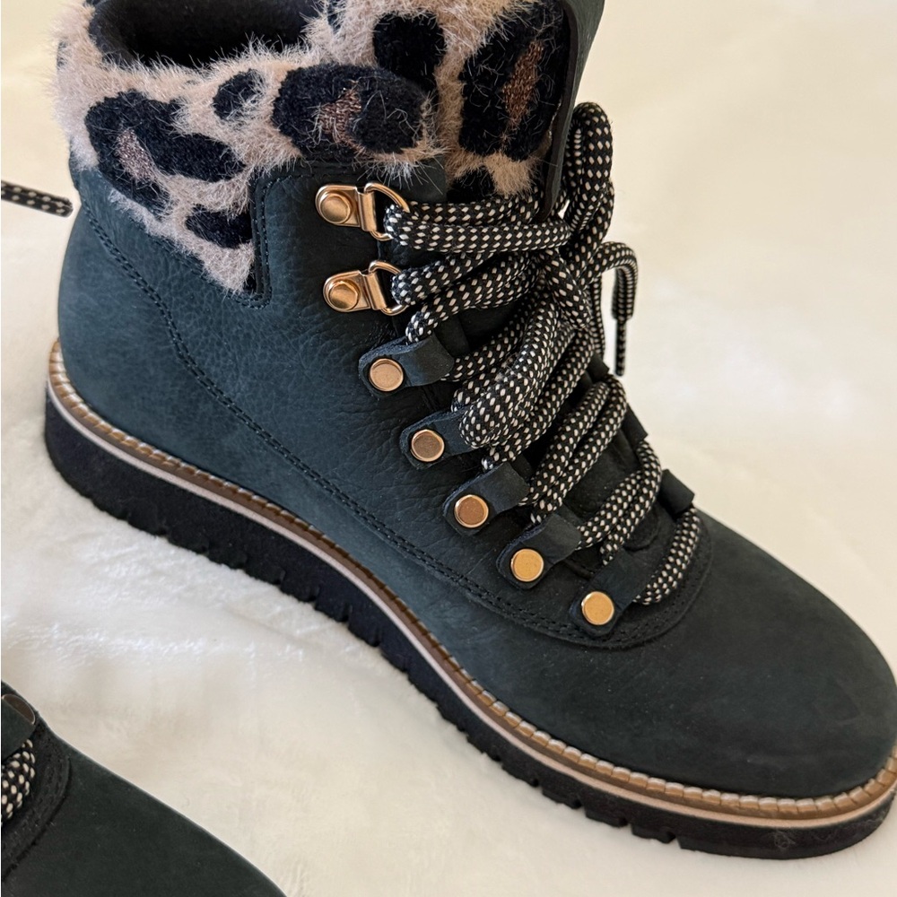 🆕 Cole Haan waterproof Women's Black and Leopard Print Boots - Picture 3 of 6
